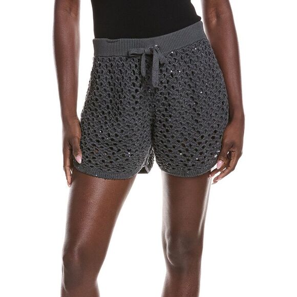 Brunello Cucinelli Pants - Brunello Cucinelli Womens  Crochet Linen & Silk-Blend Short